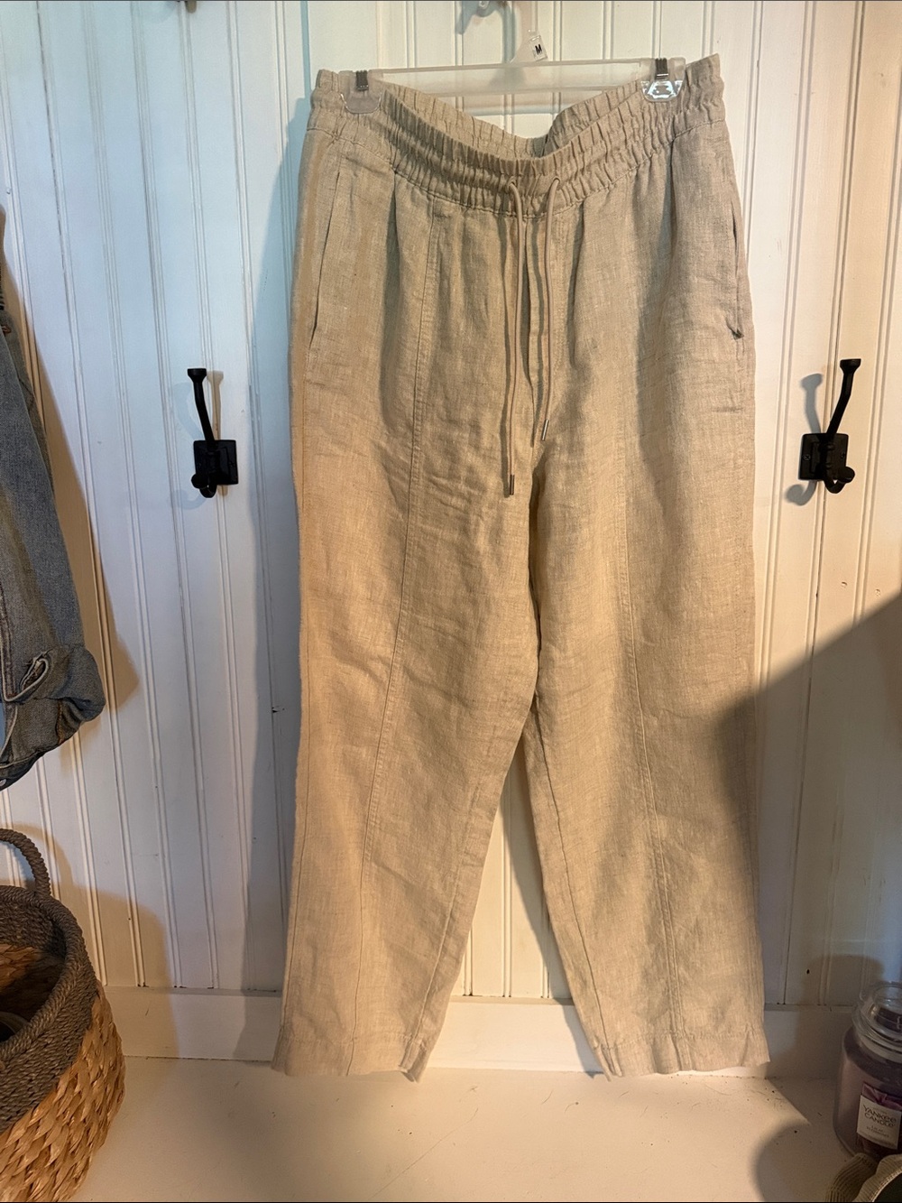 Athleta Women’s Beige Drawstring Linen Wide Leg never worn
